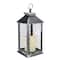 11" Silver Brushed Black Mesh Lantern with Flameless LED Candle